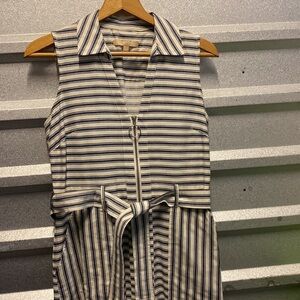 Anthropologie Hope and Harlow blue striped linen blend mini sleeveless dress‎